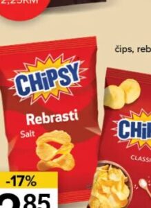 Chipsy Rebrasti 140 g, Konzum i Mercator