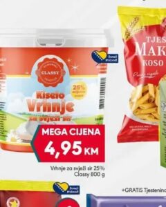 Classy Kiselo vrhnje 25% 800 g, Mega diskont