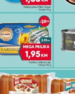 Classy sardine u biljnom ulju 125 g, Mega diskont