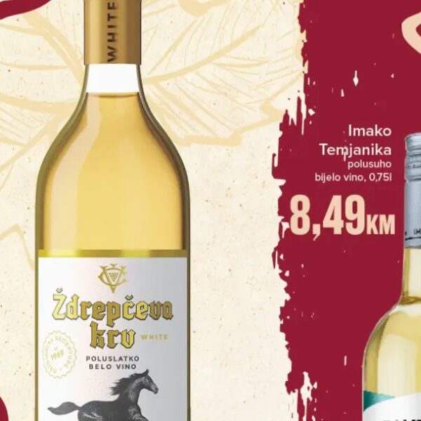Čoka Ždrepčeva krv poluslatko bijelo vino 1 l