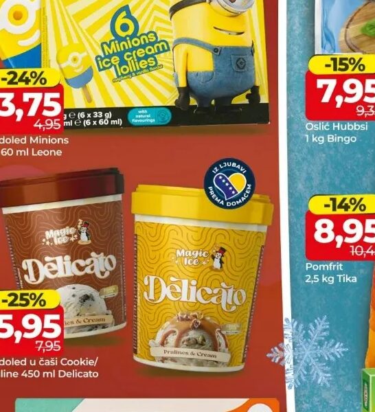 Delicato sladoled u čaši cookie/praline 450 ml