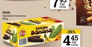 Diva čokoladne bananice 510 g, Konzum i Mercator