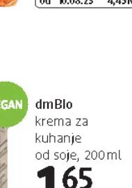 dmBio krema za kuhanje od soje 200 ml, dm