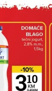 Domaće blago tečni jogurt 1.5 kg, Konzum i Mercator