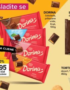 Dorina čokolada 100g, Konzum i Mercator
