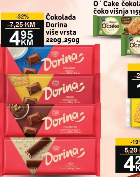 Dorina čokolada više vrsta 220 g