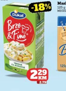 Dukat Brzo i Fino vrhnje za kuhanje 200 g, Tropic