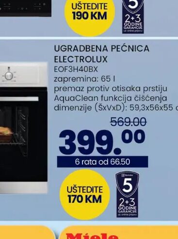 Electrolux ugradbena pećnica EOF3H40BX 65 l