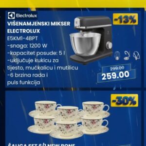 ELECTROLUX VIŠENAMJENSKI MIKSER E5KM1-4BPT 5 l, FIS