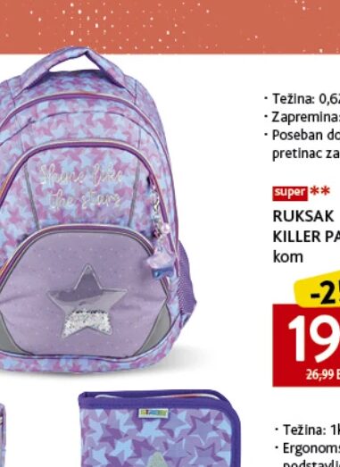 Ergonomski ruksak Glitter Star 1 kom