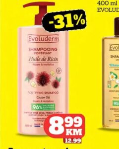 Evoluderm šampon za obnavljanje kose Ricin Oil 1 l, Tropic