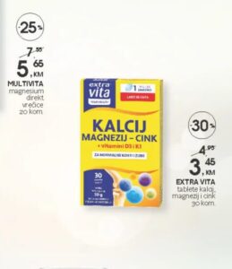 EXTRA VITA Kalcij Magnezij - Cink 30 kom, CM