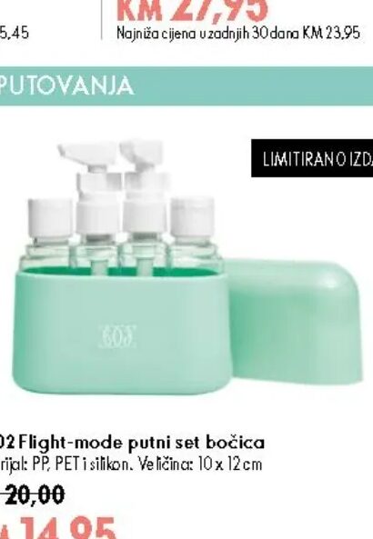 Flight-mode putni set bočica 10x12 cm