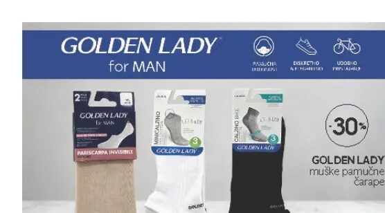 GOLDEN LADY muške pamučne čarape 3 par