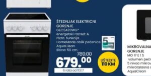 Gorenje GEC5A20WG električni štednjak 50 cm, FIS