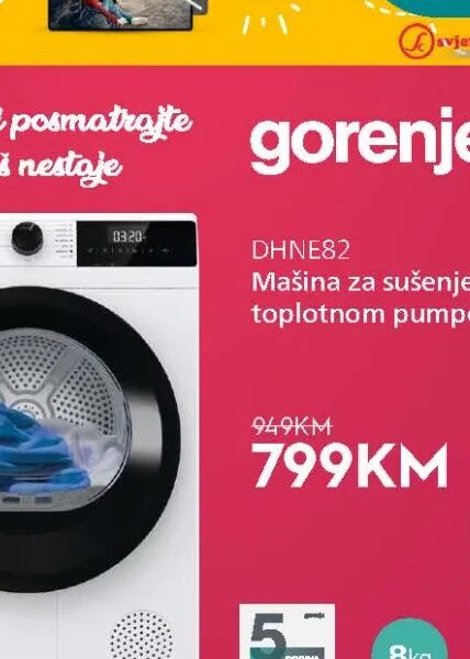 Gorenje Mašina za sušenje veša sa toplotnom pumpom DHNE82 8 kg