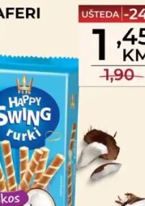 Happy Swing Rurki Rolovani vaferi sa filom od kokosa 150 g, Belamionix