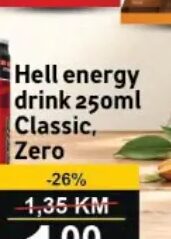 Hell energy drink Classic, Zero 250 ml, Best