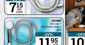 HOME tuš ruža + fleksibilno crijevo 1 pak, Konzum i Mercator