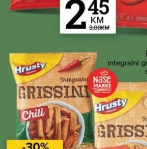 Hrusty integralni grisini chili 70 g, Konzum i Mercator