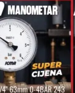 ICMA Manometar 1/4" 63mm 0-10BAR 244 1 kom