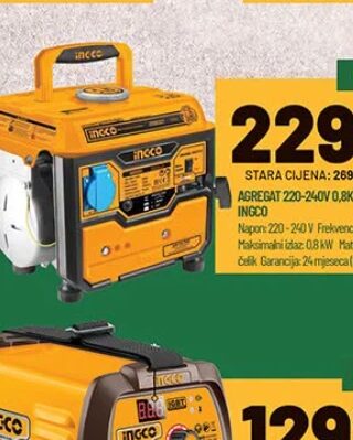 INGCO AGREGAT 220-240V 0,8KW GE8002
