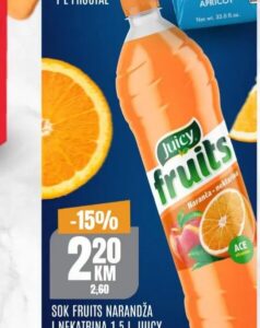 Juicy Fruits sok narandža i nekatarina 1,5 l, Bingo
