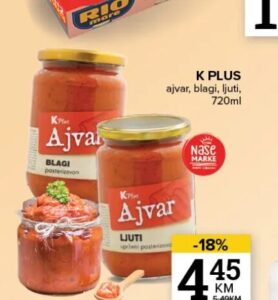 K Plus ajvar 720ml, Konzum i Mercator