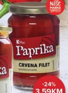 K PLUS Paprika Crvena filet 720ml, Konzum i Mercator