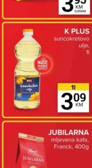 K Plus suncokretovo ulje 1 l