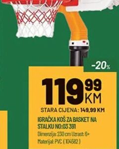 KOŠ ZA BASKET NA STALKU NO:03 391 1 kom, Zeka Baucentar