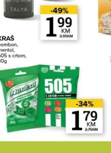 Kraš bombon 80 g, Konzum i Mercator