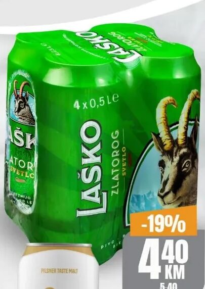 Laško Zlatorog svetlo pivo 4x0,5 l