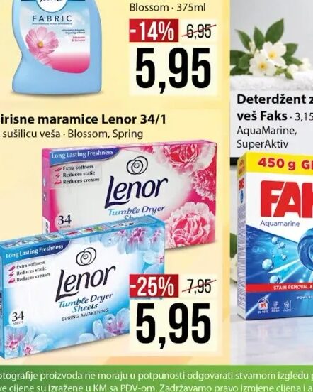 Lenor Mirisne maramice za sušilicu veša Blossom, Spring 34/1