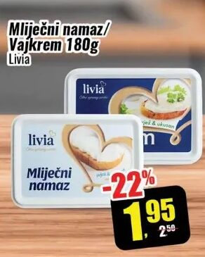 Livia mliječni namaz 180 g