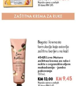 Love Nature zaštitna krema za ruke i nokte s organskim uljem makadamije 150 ml, Oriflame