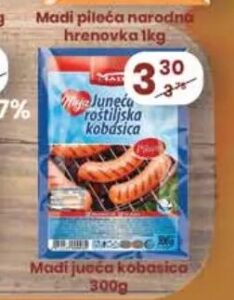 Madi juneća roštiljska kobasica 300 g, Hass