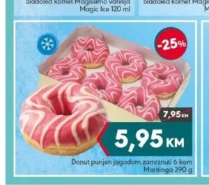 Mantinga Donut punjen jagodom zamrznuti 390 g, Mega diskont