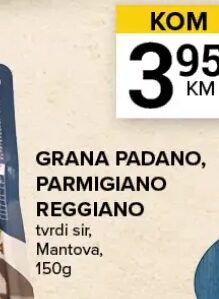 Mantova Parmigiano Reggiano 150 g, Konzum i Mercator