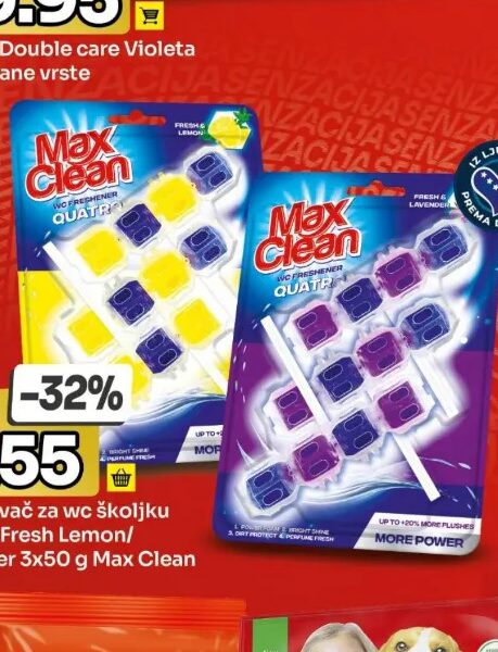 Max Clean Osvježivač za wc školjku Quatro Fresh Lemon/Lavander 3x50 g