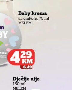 Melem Baby krema sa cinkom 75 ml, Tropic