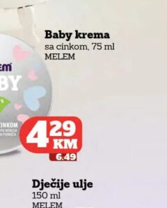 Melem Baby krema sa cinkom 75 ml, Moj market