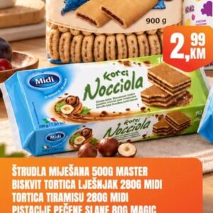Midi Biskvit tortica Nocciola 280 g, Fortuna