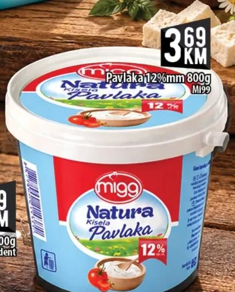 Migg Natura Kisela pavlaka 12% 800 g