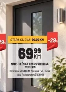 Nadstrešnica Transparentna 120x90 cm, Zeka Baucentar