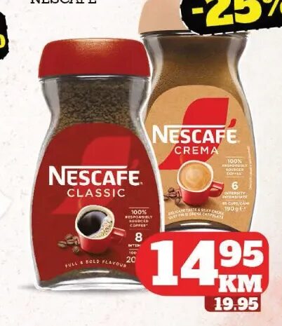 Nescafe Classic, Crema Sensazione instant kafa 190 g, 200 g