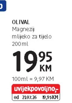 OLIVAL Magnezij mlijeko za tijelo 200 ml