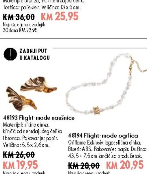 Oriflame Flight-mode naušnice 5,5 x 2,6 cm