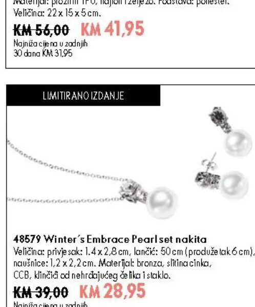 Oriflame Winter`s Embrace Pearl set nakita 50 cm