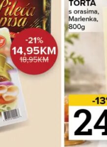 Ovako dimljena pileća prsa 100g, Konzum i Mercator